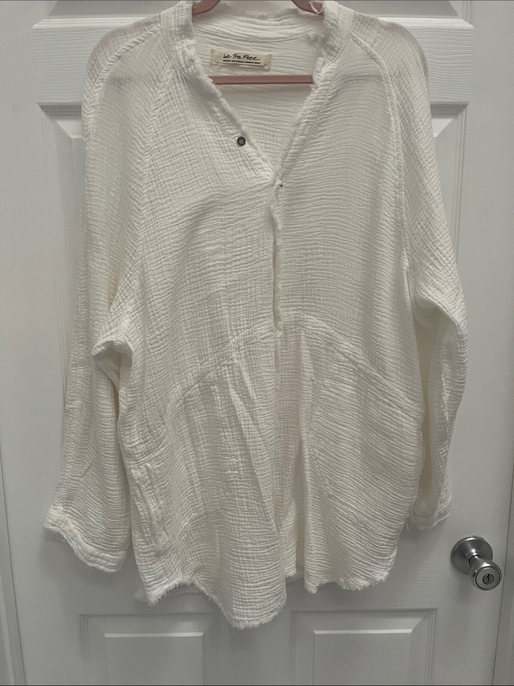 We The Free Off-White Gauze Button-Front Tunic